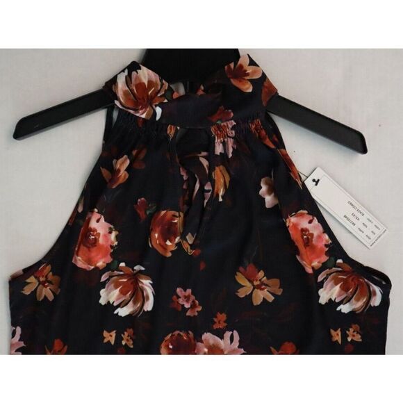 Belldini BK210548 Women Sz XS Black Combo Floral Print Reversible Halter Top $78 - Picture 6 of 13